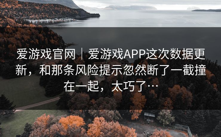 爱游戏官网｜爱游戏APP这次数据更新，和那条风险提示忽然断了一截撞在一起，太巧了…